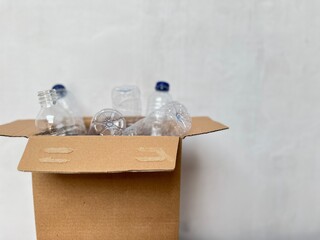 Plastic bottle in cardboard box