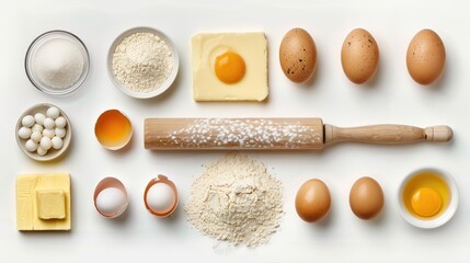 Ingredients for baking, dough flour, and cooking. Generative Ai