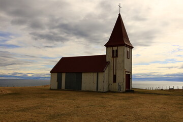 View on the Hellnar Church in the Snæfellsnes Peninsula, Iceland