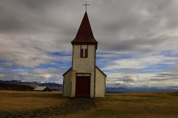 View on the Hellnar Church in the Snæfellsnes Peninsula, Iceland