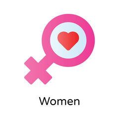 Women gender symbol with heart showing lovely women vector, mothers day icon