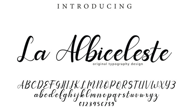 La Albiceleste Font Stylish brush painted an uppercase vector letters, alphabet, typeface