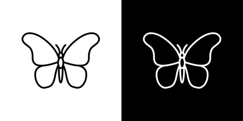 Butterfly Line Icon on White Background for web. - obrazy, fototapety, plakaty