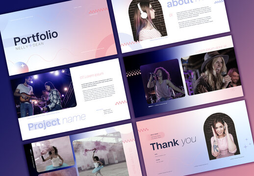 Photography Portfolio Layout with Pink Gradient