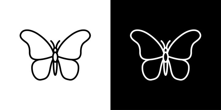 Butterfly Line Icon on White Background for web.