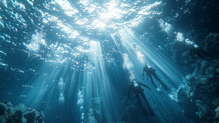 The Mesmerizing Experience of Scuba Diving Under a Sunlit Sky