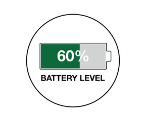 60% battery level. Design battery percentage, power of smartphone and mobile devices