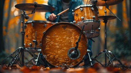 Fototapeta na wymiar Drummer Playing Drums