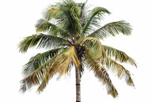 An isolated palm tree on a white background with a clipping path.