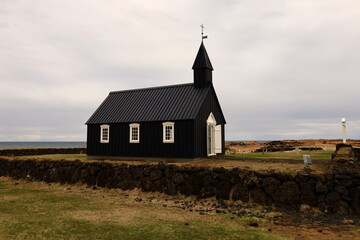 The Búðakirkja located on the south coast of Iceland's Snæfellsnes peninsula