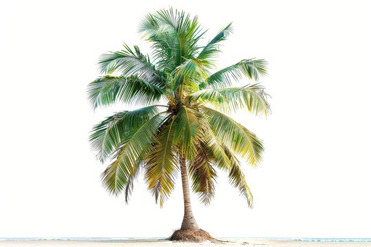 Isolated white coconut palm tree on XXL background.
