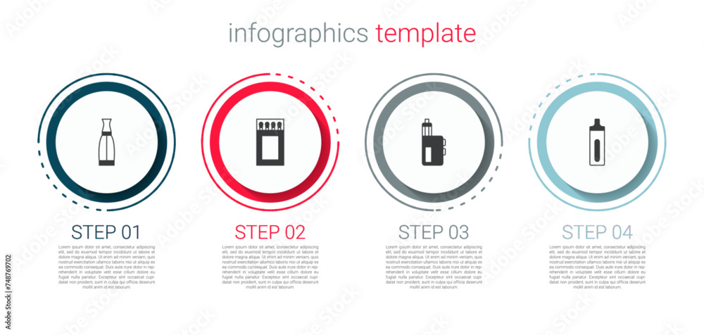 Canvas Prints set vape liquid bottle, matchbox and matches, mod device and electronic cigarette. business infograp