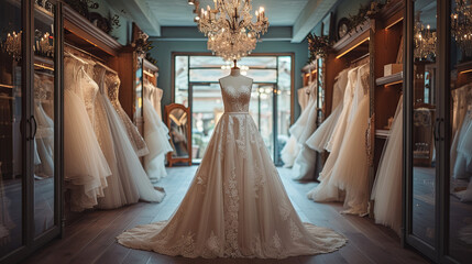 Wedding dress in the luxury salon