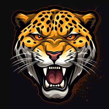Leopard head mascot vector with logo illustration. generative ai