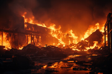 Intense Fire Engulfs Industrial Waste.