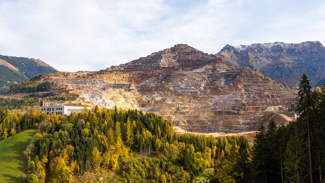 Erzberg open pit iron mine in Austria, Tourism attraction in the austrian alps..