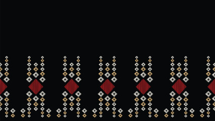 Traditional Ethnic ikat motif fabric pattern geometric style.African Ikat embroidery Ethnic oriental pattern black background wallpaper. Abstract,vector,illustration.Texture,frame,decoration.