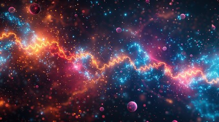 Fototapeta premium Abstract blue and orange DNA molecule technology background