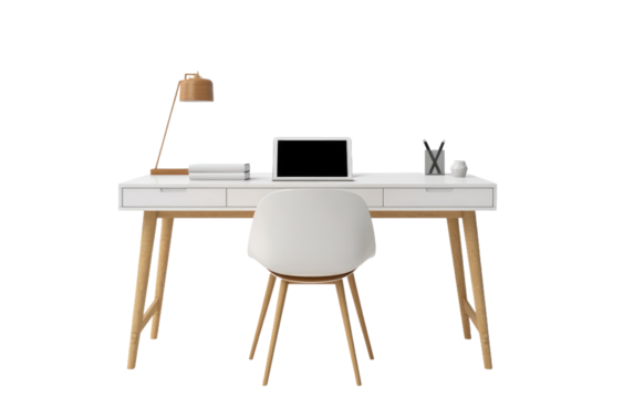 Sleek Office Desk Isolated on Transparent Background