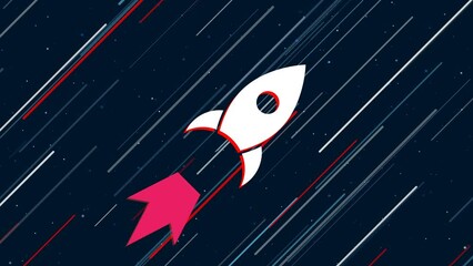 Seamless looped 4k animation on dark blue background with stars