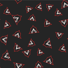 Line Circus tent icon isolated seamless pattern on black background. Carnival camping tent. Amusement park. Vector