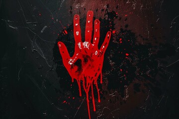 orror bloody mark Red handprint with dri - obrazy, fototapety, plakaty