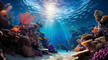 Fototapeta na wymiar The Delicate Dance of Marine Life Revealed in Underwater Scenes, Highlighting the Ocean's Depth of Colors