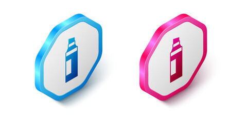 Isometric Marker pen icon isolated on white background. Hexagon button. Vector