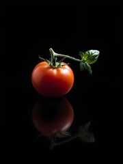 tomato on black background