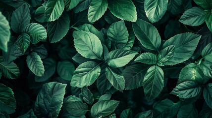 Creative layout made of green leaves. Flat lay. Nature concept