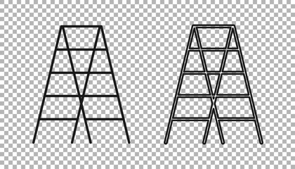 Black Wooden staircase icon isolated on transparent background. Vector