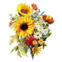 Transparent beautiful decorative bouquet of flowers clipart