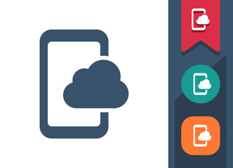 Smartphone Icon. Mobile Phone, Telephone, Cloud, Cloud Computing, Weather