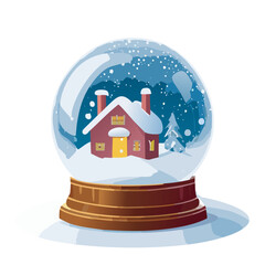 Christmas snow ball with house inside it and snowfall