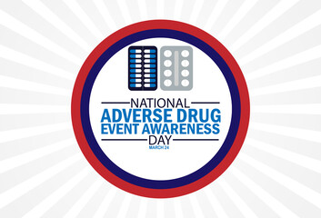 National Adverse Drug Event Awareness Day. Holiday concept. Template for background, banner, card, poster with text inscription