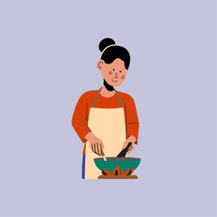 Woman Cooking Illustration