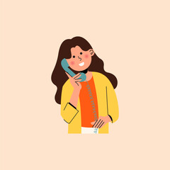 Woman on a Phone Calling Illustration