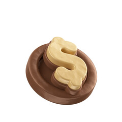 Moeda de chocolate elemento 3d isolado para páscoa