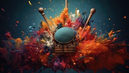 Obraz na płótnie Canvas a paintbrush with colors splash