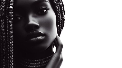 Black model face braids - obrazy, fototapety, plakaty