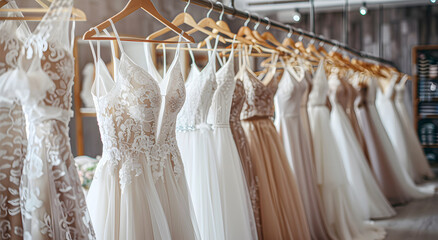 A collection of stunning wedding dresses.