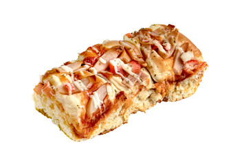 sausage with crab stick buns isolated