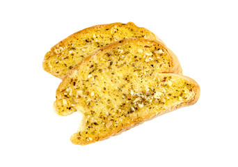 Bitten Garlic Bread with Cheese isolated