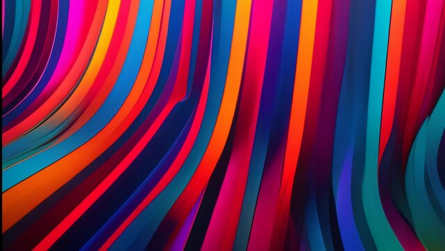Video animation of abstract image features vibrant, multi-colored curved lines that create a sense of movement and depth.