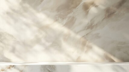 Backdrop for cosmetic products - brown plaster wall and marble table