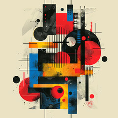 Abstract Geometric Composition in Warm and Cool Tones