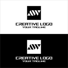 Fototapeta na wymiar creative letter logo aw desain vektor