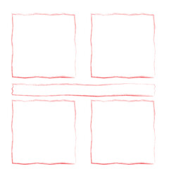 Collection of rectangular ink grunge frames, borders set. Squared hand drawn box for text with torn, damaged edges. Vector