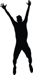Men jumping silhouette illustration. People using expression of joy, fun, success, excited, happy