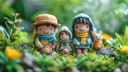 3D cartoon on whitebackground A familys adventure through a carnivals haunted house